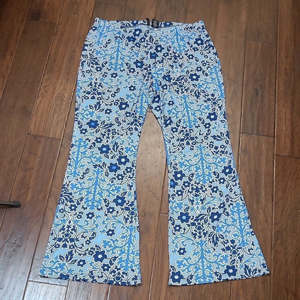 New Directions Blue Floral/Paisley Print Wide Leg Pants size XL